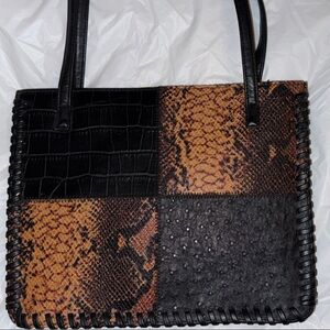 Stylish Black and Brown Patchwork Women's Bag